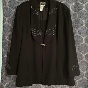Champagne Italy EUC women's 22 vintage black rhinestone blazer jacket